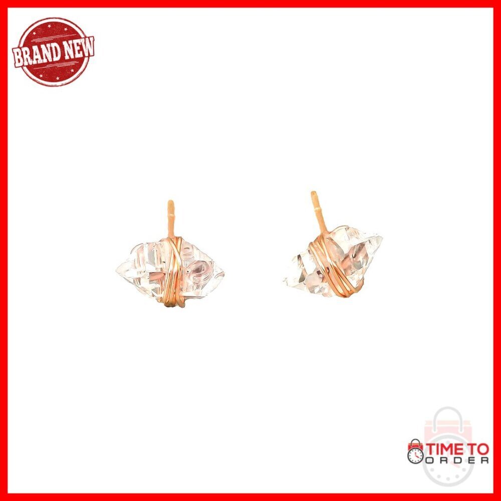 Handmade Herkimer Diamond Stud Earrings 14K Gold Fill Sterling Silver